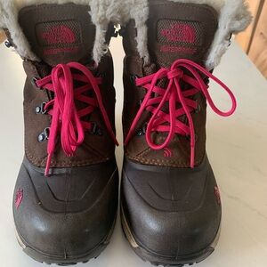 The North Face Brown and Pink Boots